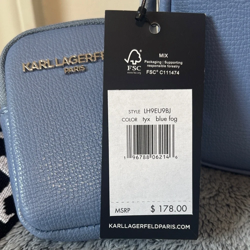 NWT Karl Lagerfeld Paris Maybelle Camera Crossbody bag - Blue Fog - Picture 2 of 16